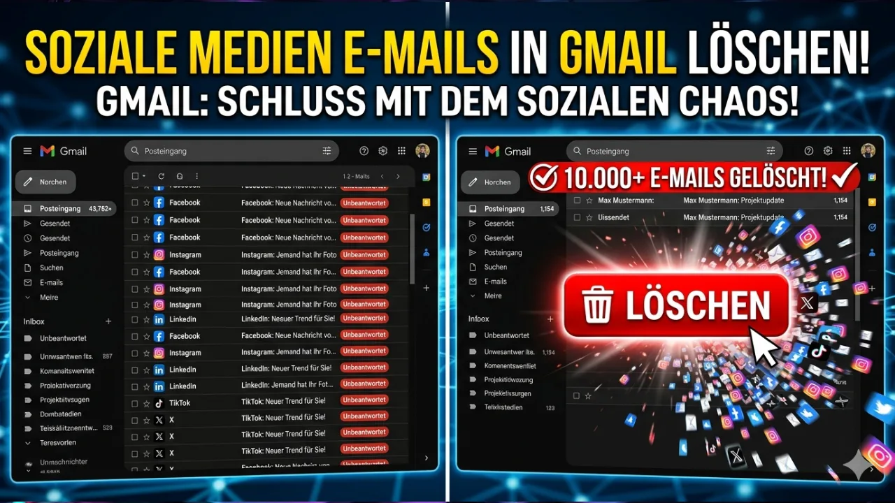 Alle Social-Media-E-Mails in Gmail auf einmal löschen So entfernst du Facebook-, Instagram- & Co.-Benachrichtigungen