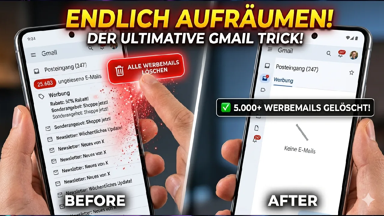 Tausende Gmail Werbung Mails mit einem Klick löschen Dieser Gmail-Trick funktioniert wirklich!