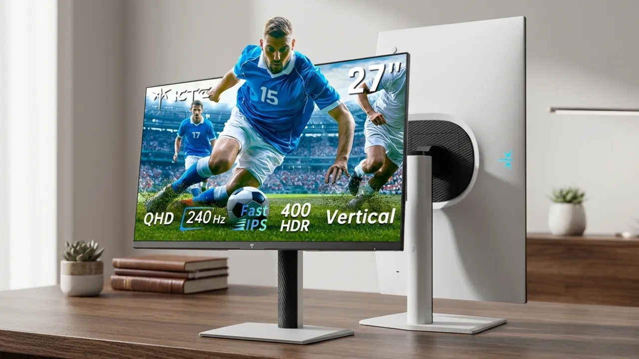 KTC H27E6S Gaming-Monitor mit 27 Zoll, QHD-Auflösung und weißem Standfuß